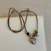 Collar con Colgante de Corazón Caballo de Troya para Cachorro, Cadena de Cuerda Trenzada con Cierre de Tirar para Mujer, Gargantilla de Moda Versátil de Lujo Ligero, Cadena para Suéter