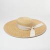 Europa y Estados Unidos primavera y verano nuevo borde decorativo de lazo ala grande copa plana sombrero de paja para viajar protección solar sombrero plano