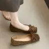 Zapatos de tacón alto para la noche con punta cuadrada y lazo, boca poco profunda, nuevo de verano 2026, moda francesa, suela blanda, sin cordones, para ir al trabajo y uso al aire libre