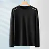 Camiseta deportiva casual para hombre de manga larga con estampado, moderna para adolescentes, adecuada para todas las estaciones, cuello redondo, top básico de manga larga