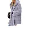 Comercio Exterior Nuevo Europeo y Americano Largo Color Sólido Felpa con Capucha Piel Sintética Mono Chaqueta de Algodón para Mujer para Otoño e Invierno