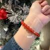 Pulsera de Cuentas Vintage de Ónix Rojo de Piedra Natural Yuanyou Pulsera de Estilo de Lujo Ligero y Alta Gama Pulsera de Año de Nacimiento de Estilo Chino Nuevo