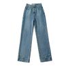 Pantalones vaqueros vintage de pierna recta para mujer, diseño de pies, cintura alta, adelgazantes, holgados, de pierna ancha.