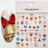 Pegatinas de Arte para Uñas Nuevas Transfronterizas Estilo Navideño en Relieve 5D Pingüino de Dibujos Animados Copo de Nieve Lazo Campana Pegatinas para Uñas