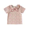 Roupas de Bebê para Meninas, Camiseta Básica com Gola Peter Pan, Nova Camiseta de Manga Curta para Verão 2026, Blusa de Base para Bebês Meninas