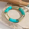 Moda Novo Tubo Curvo Contas de Bambu Resina Degradê Colorido Pulseira Verão Design Dopamina Pulseira Simples