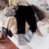 Pantalones de Leggings Gruesos Forrados de Felpa Otoño e Invierno para Niñas Calcetines Apilados para Bebés Pantalones con Costuras Pantalones Casuales Modernos para Niñas