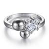Anillo Europeo y Americano de Plata de Ley 925 con Zircón y Perla para Mujer, Anillo de Nicho de Gama Alta, Anillo de Diamante de Cuatro Garras, Anillo de Plata con Lazo
