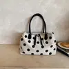 Bolsa de Lona Casual de Gran Capacidad para Mujer 2026 Nueva Bolso de Hombro para Viajar Bolso Tote de Mano Moderno con Lunares de Color Contrastante