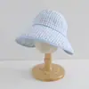 Sombrero de Sol a Cuadros Estilo Coreano para Niños, Estilo Delgado de Verano, Ala Ancha, Sombrero de Copa Abierta para Niñas, Sombrero de Sol Transpirable con Protección Solar
