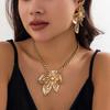 Conjunto Europeu e Americano Transfronteiriço de Metal Amor Colar Brincos Feminino Luxo Leve High-End Colar Joias Simples de Nicho Atacado