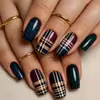 Navidad Uñas Cuadradas Europeas de Longitud Media Pegatinas para Uñas Serie Navideña Patrón de Rayas Simples Pegatinas Removibles para Uñas