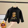 Camiseta Térmica de Felpa Cepillada para Niña Manga Larga Estilo Otoño/Invierno Cuello Semi-Alto Prenda Interior Superior Camiseta Casual de Manga Larga para Niña