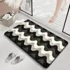 Alfombra de baño simple flockeada y engrosada, tapete antideslizante tufted para dormitorio, absorbente de agua, secado rápido, plegable y fácil de mantener