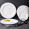 Plato de carne occidental para restaurante de hotel, plato de hueso, plato poco profundo, plato plano, vajilla comercial, disco de cerámica blanca pura