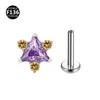 F-136 Aleación de Titanio Zircón Labio Uña Bolsa Triangular Taladro 0.9 Boca Oreja Uña Hueso de la Oreja Uña Joyería para Perforación Humana