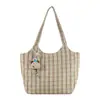 Bolsa de ombro versátil estilo japonês e coreano, grande capacidade, leve, de nylon xadrez, sensação relaxada, bolsa de mão moderna para estudantes