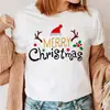 Moda de Verano Feliz Navidad Árbol de Navidad Papá Noel Camiseta Informal de Manga Corta de Moda para Mujer Estilo Europeo y Americano