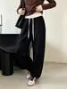 Calça canelada wide leg color-block da Minnie para mulheres, nova coleção outono 2026, cintura alta, modelagem solta, modeladora, casual e esportiva