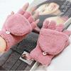 Guantes de Otoño e Invierno Guantes de Media Mano con Solapa de Forro Polar Coral Guantes Sencillos para Hombre y Mujer a Prueba de Frío para Escribir e Internet de Doble Uso Al Por Mayor