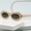 Gafas de Moda Transfronterizas Europeas y Americanas con Montura Ovalada Nueva, Gafas de Sol de Moda Personalizadas con Diamantes, Gafas de Sol Lindas y Versátiles de Estilo Callejero
