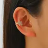 Ear Cuff de Cobre con Circonita de Moda Versátil de Lujo Ligero Transfronterizo Europeo y Americano Pendientes Geométricos Sin Perforación Indoloros de Moda para Mujer