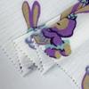 Camiseta informal de algodón de doble capa con estampado de conejo morado arrugado para primavera y verano, ropa para el hogar, trajes, telas al por mayor