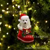 Meias de Natal Novas 2023 Decoração Pendente de Árvore de Natal de Cachorro Pingente Acrílico Plano Pingente de Decorações para Casa