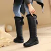 Botas Altas de Invierno 2024 con Forro de Lana Cálido de Plumas Tallas 40-43 Comercio Exterior con Cordones Botas de Nieve Individuales de Europa y América