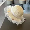 Sombreros de Paja para Niñas de Verano, Sombreros de Protección Solar para Niños, Sombreros con Lazo de Encaje, Sombreros de Sol para Bebés Niñas