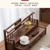 Estante de Almacenamiento para Juego de Té Nogal Americano Doble Capa Estante Bogu Madera Maciza China Tetera Taza de Té de Arena Morada Estante Escurridor