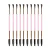 Cepillo para cejas de doble cabeza de plástico con mango cruzado, cepillo espiral, cepillo para pestañas, cepillo multifuncional dos en uno para maquillaje de ojos, herramienta de belleza