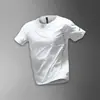 Camiseta Esportiva de Seda de Gelo Transfronteiriça para Homens, Secagem Rápida, Estilo Fino de Verão, Manga Curta para Corrida, Nova Branca Respirável Top de Treino