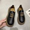 Zapatos Pequeños de Cuero Estilo Colegio Británico para Mujer Otoño e Invierno 2024 Mocasines Zapatos de Cordones con Plataforma de Suela Gruesa Estilo Británico