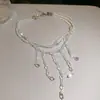 Collar Gargantilla de Borla de Perlas con Cuentas de Cristal Multicapa para Mujer, Cadena de Cuello de Diseño de Nicho, Joyería Moderna Personalizada para Mujer