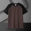 Nova Camiseta Tendência Verão Retrô Estilo Americano Marca Patchwork Color-Blocking Manga Curta Raglan Meia-Manga Masculina 2025
