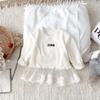 Suéter Cárdigan para Bebé Niña Preescolar Cuello Redondo Camiseta Básica Estilo Coreano Pantalones Anchos de Moda Conjunto de Tres Piezas Atuendo de Salida para Niños Moderno
