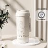 Copo Térmico Lírio do Vale para Mulheres 2024 Copo de Café Cerâmico Portátil Copo de Água com Canudo para Estudantes Grande Capacidade 520ml
