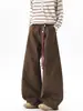 Pantalones casuales de retazos deconstruidos estilo americano para hombre, pantalones de trabajo holgados de moda para otoño, pantalones vintage holgados de pierna ancha