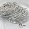 Cadena de garra de 2 mm, fila única, S6, diamantes de imitación, pulsera fina, pulsera elástica, diamante de color, moda Joker europea y americana, fabricantes al por mayor, chapado en plata