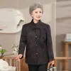 Nuevo Estilo Otoñal Estilo Chino Cuello Alto Traje Tang Top para Mujeres de Mediana Edad y Mayores, Ropa Exterior Holgada Adelgazante para Mamá, Longitud Media
