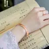 Pulsera Exquisita de Regalo para Mujer Fushi Plata Pura 999 Lujosa 8N Oro Antiguo Esmalte Patrón de Hierba Tang Doble Extremo