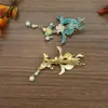 Horquilla Azul Esmaltada Estilo Chino, Accesorio para el Cabello para la Parte Trasera de la Cabeza, Pinza Lateral Estilo Antiguo Hanfu Dinastía Song para Mujeres, Diseño de Adorno Lateral para Cabello Corto