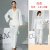 Pijama Duas Peças Branco de Veludo Estilo Comércio Exterior com Gola Lapela, Mangas Longas e Calça Longa, Luxo Leve, Elegante, Confortável Roupa de Casa 938