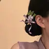 [Encanto Antiguo] Nuevo Pasador de Flor de Perlas con Lazo de Cinta Estilo Chino Pasador de Pelo con un Diseño Elegante y Encanto Antiguo