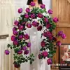 Enredaderas de Flores Artificiales Envolviendo la Sala de Estar para Decoración, Rosas Amarillas Rosas Artificiales Arreglo Cascada Plantas Venta al por Mayor
