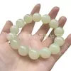 Pulsera de Jade Verde y Jade Blanco, Pulsera de Cuentas Redondas de Jade Afgano Color Agua Clara, Pulsera de Cuentas de Buda Multi-Gema Rosa Raíz de Loto