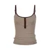 Camisole Unbdns Dopamine de Meio Botão Color Block Listrada para Mulheres, Top Quente de Verão Slim Fit que Valoriza o Corpo