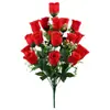 Buquê de Rosas Artificiais Decoração de Mesa Buquê Decorativo de Rosa de Veludo Flores Artificiais Fábrica Atacado Rosas em Estoque
