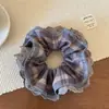 Goma para moño de encaje a cuadros de cuatro capas, con un toque de alta gama, accesorio para el cabello banda para el cabello color café grisáceo